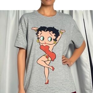 NWT 💋BETTY BOOP T-SHIRT ADULT LARGE Grey Tee  SHORT SLEEVE SHIRT L 68